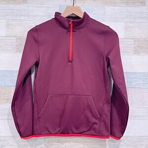 Under Armour Performance Fleece Pullover Jacket Burgundy 1/4 Zip Boys Large